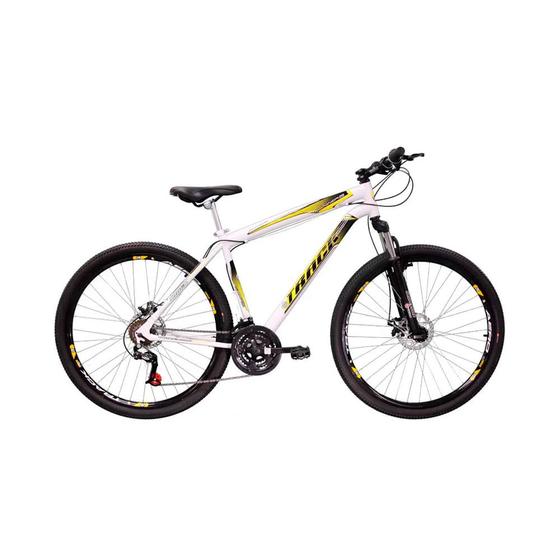Bicicleta Aro 29 Track Bikes TB Niner Mountain 21 Marchas Branco/Amarelo Menor preço em Bicicleta Aro 29 Track Bikes TB Niner Mountain 21 Marchas Branco/Amarelo