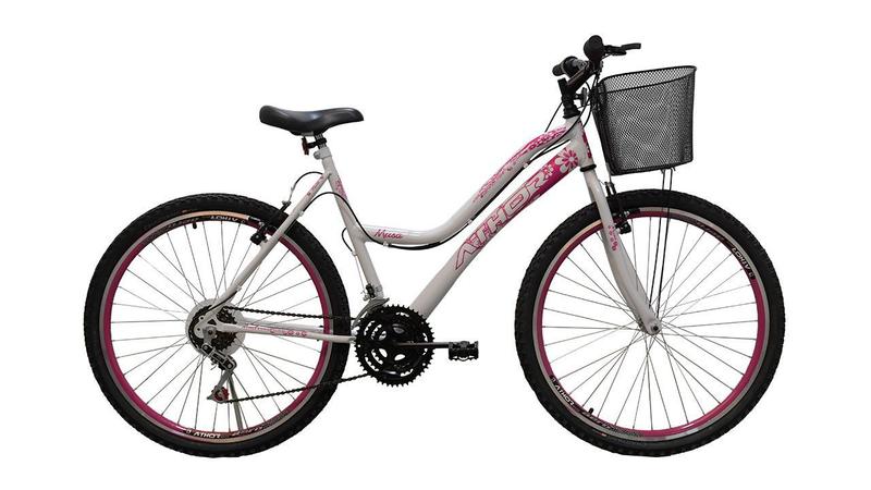 Bicicleta Athor Bike Musa Aro 26 Rígida 18 Marchas - Branco/rosa