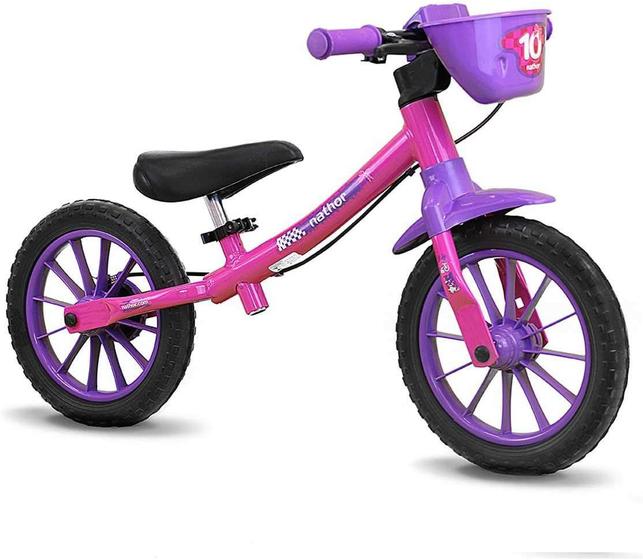 Imagem de Bicicleta Balance Bike Feminina Aro 12 Sem Pedal Equilíbrio Infantil Nathor