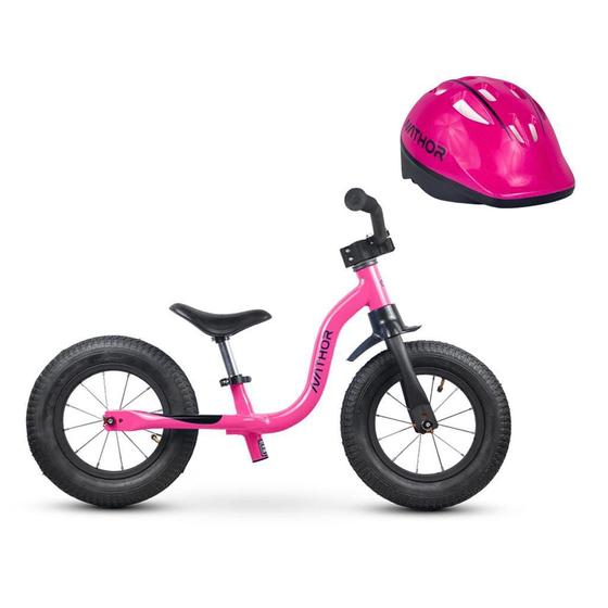 Imagem de Bicicleta Balance Infantil Raiada E Capacete Rosa - Nathor