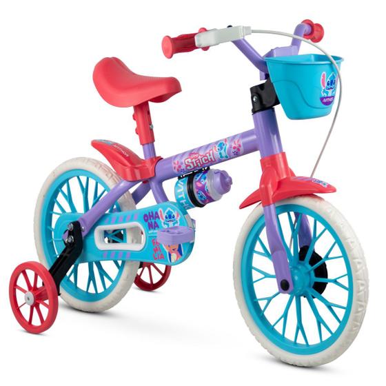 Imagem de Bicicleta Bicicletinha Aro12 Stitch Nathor Disney Garrafinha