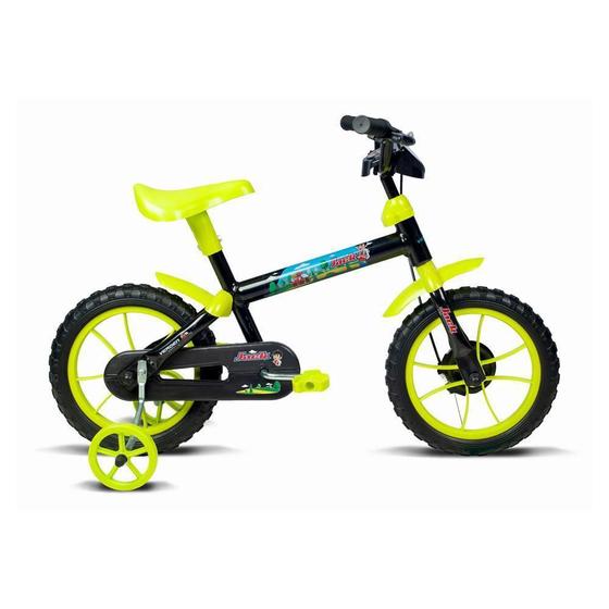 Imagem de Bicicleta Bicicletinha Infantil Aro 12 Jack Preto e Verde Limão - Verden Bikes