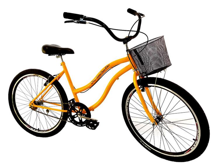 Imagem de Bicicleta bike aro 26 feminino masculino confortável amarelo