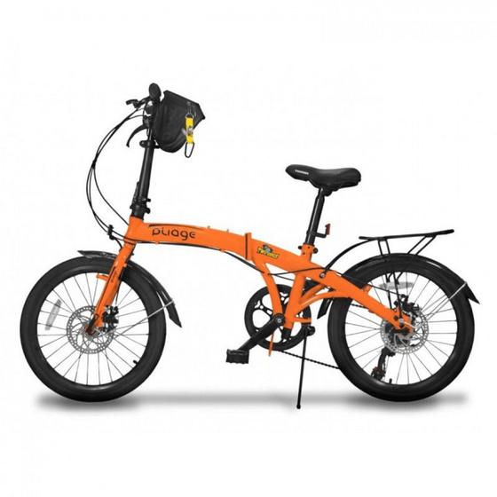 Imagem de Bicicleta Bike Dobravel Pliage Plus 7 Marchas Freio a Disco Alaranjada  Two Dogs 