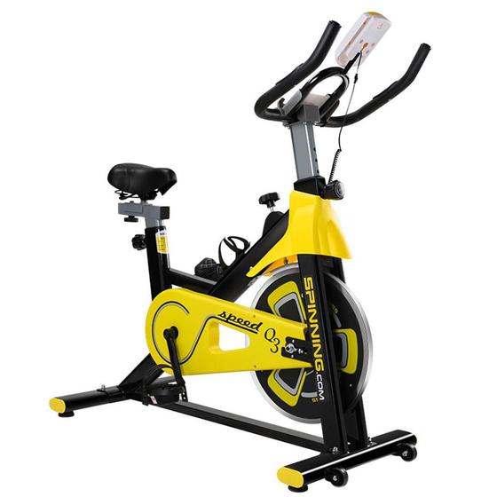 Imagem de Bicicleta bike ergométrica para spinning preta e amarela