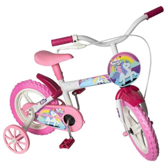 Imagem de Bicicleta Bike Infantil Criança 3 a 5 Anos Menina Aro 12 Magic Rainbow Colorida