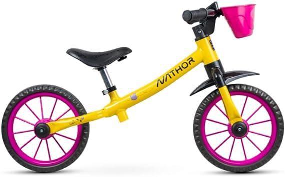 Imagem de Bicicleta Bike Nathor Balance Crianças Bicicleta de Equilíbrio Amarela e Rosa