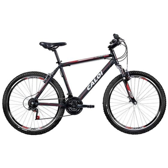 Imagem de Bicicleta Caloi Aluminum Sport Aro 26, 21 Marchas MTB, Suspensão Dianteira, Preta