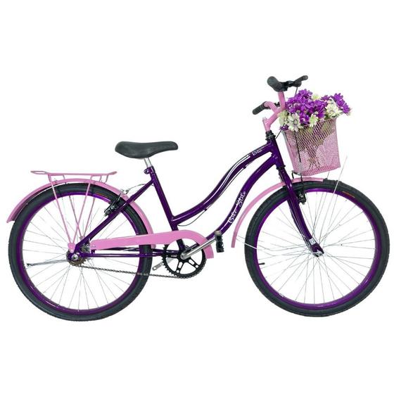 Imagem de Bicicleta Cissa 24 Infantil Retrô Feminina Violeta / Rosa