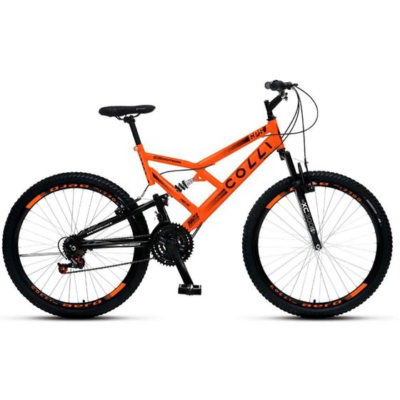Bicicleta Colli GPS Aro 26 Dupla Suspensão Freios V-Brake 21 Marchas Laranja Menor preço em Bicicleta Colli GPS Aro 26 Dupla Suspensão Freios V-Brake 21 Marchas Laranja