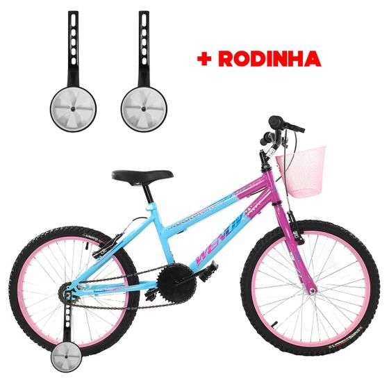 Imagem de Bicicleta Com Rodinha e Cesta Feminina Infantil Aro 20 Wendy