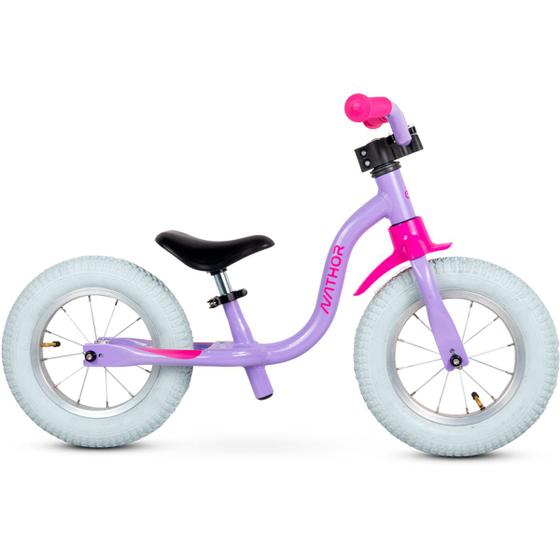 Imagem de Bicicleta de Balanço Sem Pedal Raiada Infantil Aro 12 Limitador de Giro Lilás Nathor