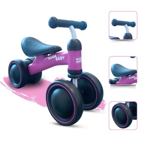 Imagem de Bicicleta De Equilíbrio 4 Rodas Rosa Até 30Kg