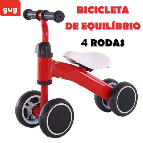 Bicicleta de Equilíbrio Infantil 4 Rodas Vermelha Gug - Bicicleta de ...
