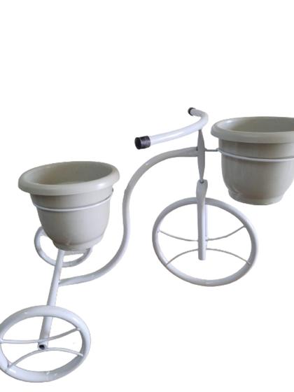 Imagem de Bicicleta Dourada 2 Vasos Branca