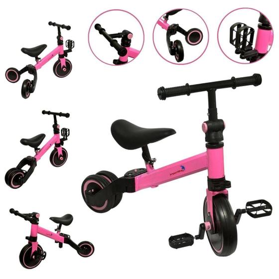 Imagem de Bicicleta Equilíbrio Infantil 3 Em 1 Balance E Triciclo Rosa