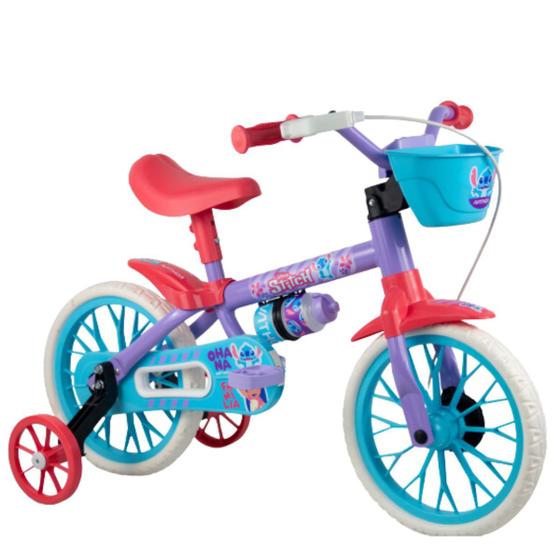 Imagem de Bicicleta Feminina Aro 12 Nathor Stitch Cestinha Rodinha