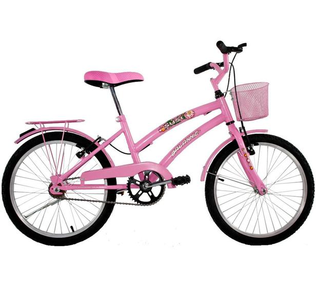 Imagem de Bicicleta Feminina Aro 20 com cestinha Susi Rosa