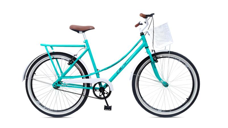 Imagem de Bicicleta Feminina Aro 26 Retrô Caiçara Beach Brisa Vintage Ceci Passeio Azul/Branco