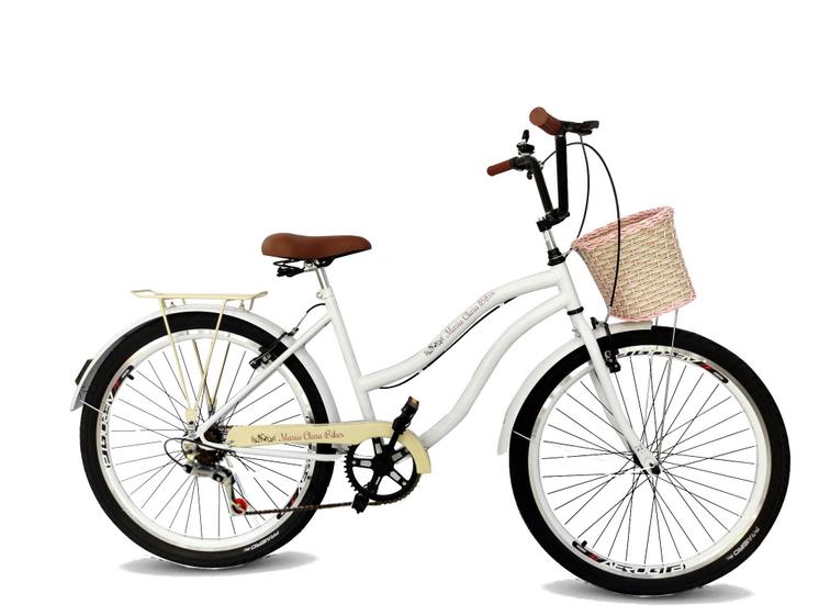 Imagem de Bicicleta feminina aro 26 urbana vintage 6 marchas branco