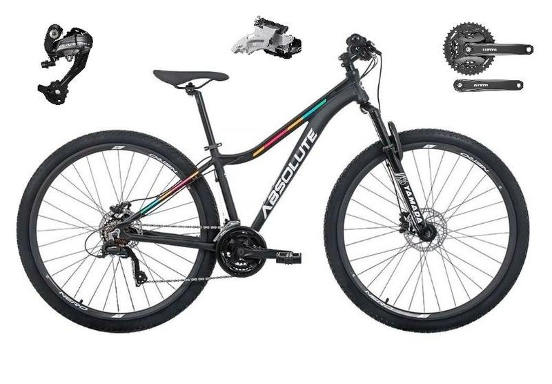 Imagem de Bicicleta Feminina Aro 29 Absolute Mia 3 27v Câmbios Shimano Altus Freios Hidráulicos Garfo Com Trava - Preto