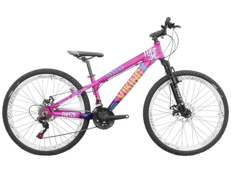 Bicicleta Vikingx Tuff 25 Aro 26 Susp. Dianteira 21 Marchas - Azul/rosa