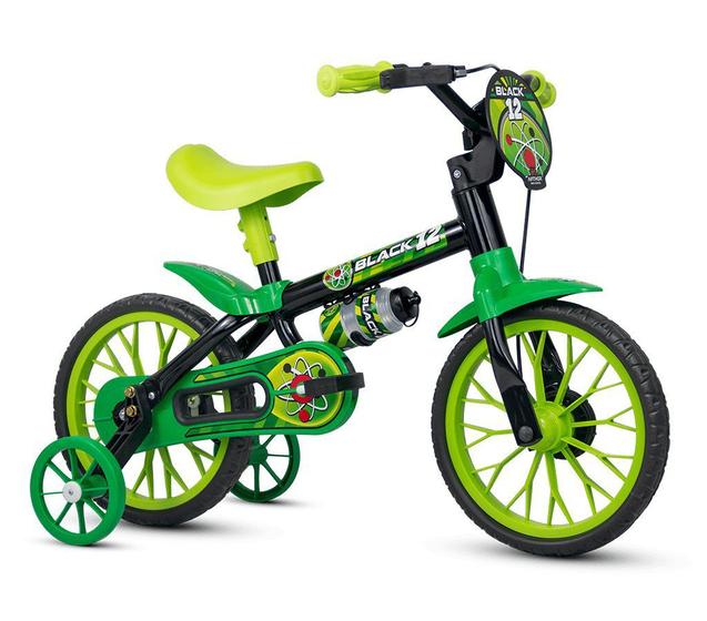 Imagem de Bicicleta Infantil Aro 12 Black Nathor Com Rodinhas