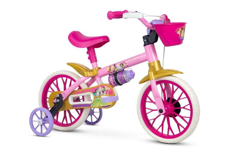 Imagem de Bicicleta Infantil Aro 12 Com Rodinhas Menina - Princesas - Nathor