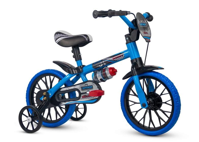 Bicicleta Infantil Aro 12 Com Rodinhas Menino Veloz Azul/Preto Nathor Menor preço em Bicicleta Infantil Aro 12 Com Rodinhas Menino Veloz Azul/Preto Nathor