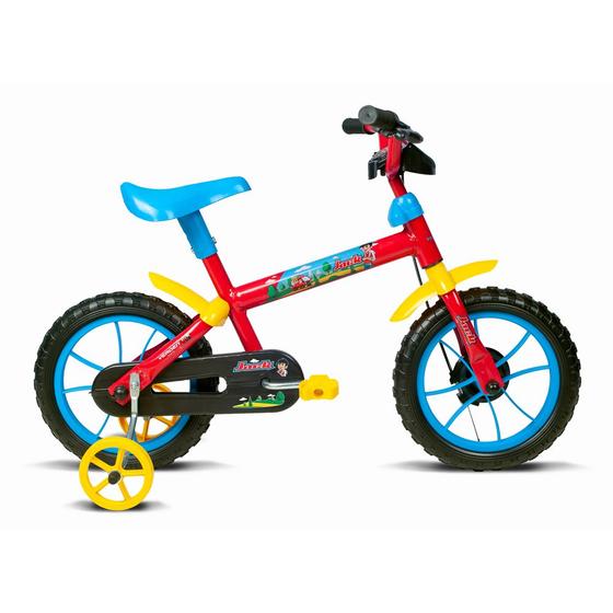 Imagem de Bicicleta Infantil aro 12 Jack Amarelo com vermelho e azul