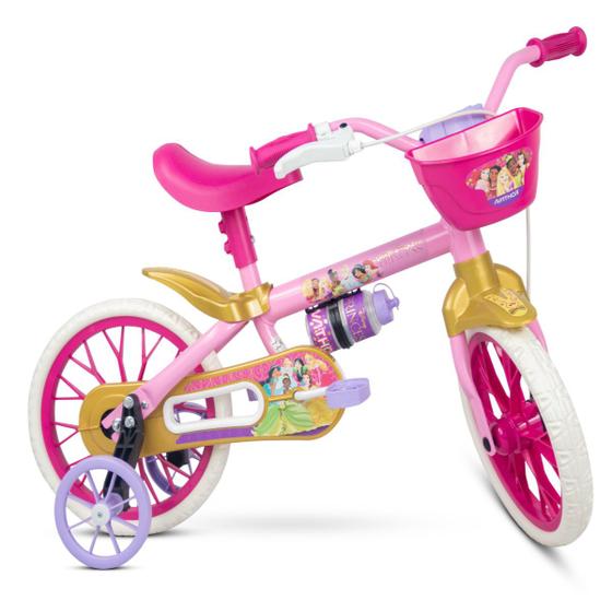 Imagem de Bicicleta Infantil Aro 12 Nathor Princesas Bike Com Rodinhas