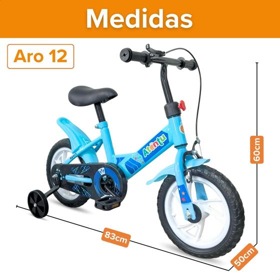 Bicicleta Infantil Aro 12 Rodinhas Removíveis Leve Segura Pedal Antiderrapante Criança - Atentu