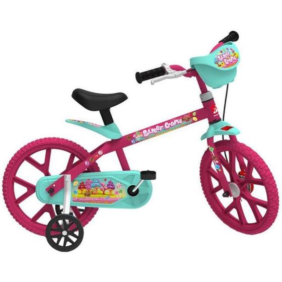Imagem de Bicicleta Infantil Aro 14 Bandeirante 3046 Sweet Game Com Cestinha E Rodinhas