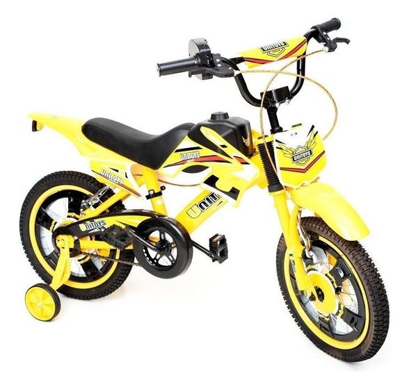 Imagem de Bicicleta Infantil Aro 14 Moto Bike C/ Rodinha Menino