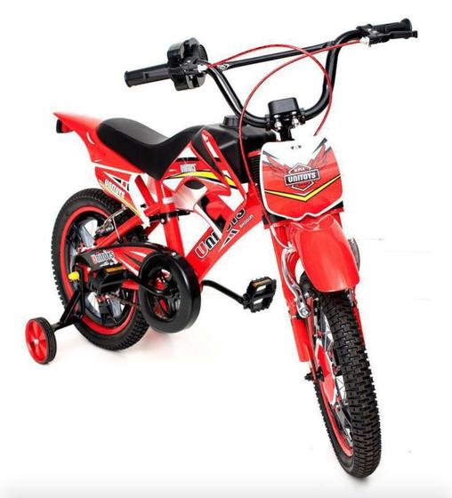 Imagem de Bicicleta Infantil Aro 14 Moto Bike Com Rodinha Para Menino Cor Vermelha