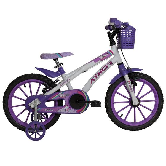 Bicicleta Athor Bike Baby Lux Unicornio Aro 16 Rígida 1 Marcha - Branco/lilás