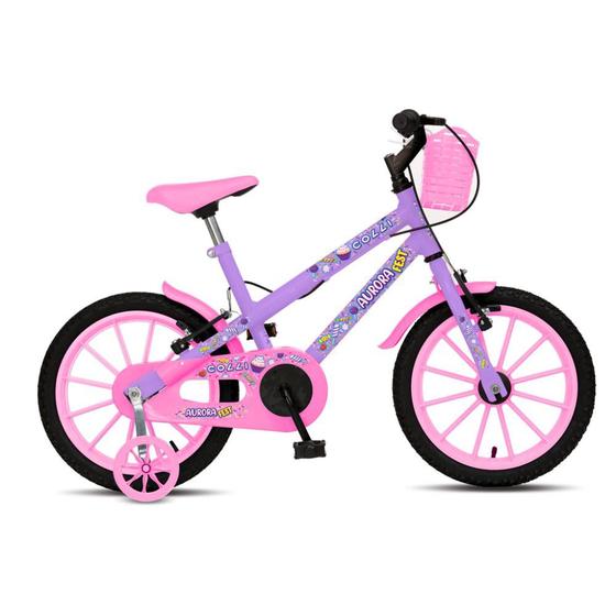 Imagem de Bicicleta Infantil Aro 16 Aurora Fest Freio V-Brake Lilás Colli