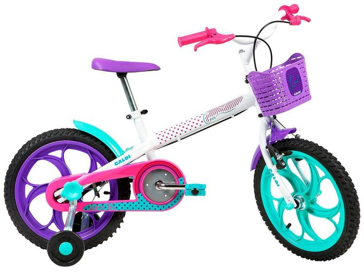 Imagem de Bicicleta Infantil Aro 16” Caloi Ceci 1 Marcha  - Branco com Rodinhas Freio V-Brake