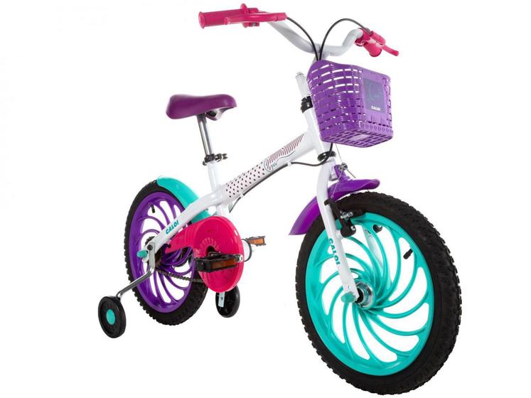 Imagem de Bicicleta Infantil Aro 16 Caloi Ceci Branca  - com Rodinhas com Cestinha
