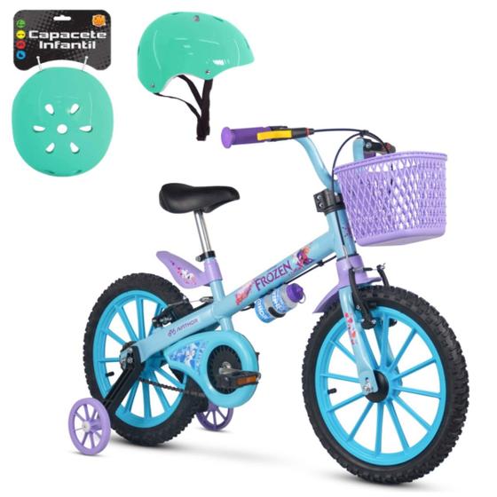 Imagem de Bicicleta Infantil Aro 16 Disney Frozen Com Rodinha Capacete