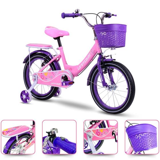 Imagem de Bicicleta infantil Aro 16 Feminina Love Rosa Garupa e Pezinhos 