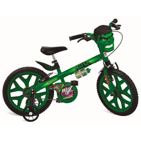 Imagem de Bicicleta Infantil Aro 16 - Hulk - Vingadores - Menino - Verde - Bandeirante