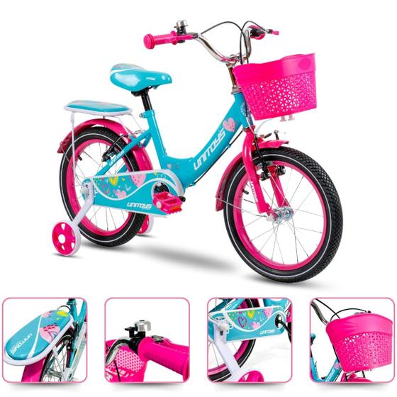 Imagem de Bicicleta infantil Aro 16 Love Tiffany Cesto e Rodinhas 