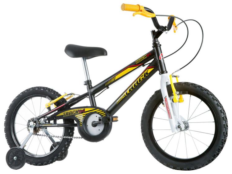 Imagem de Bicicleta Infantil Aro 16 Track & Bikes Track Boy Preto e Amarelo com Rodinhas Freio V-Brake