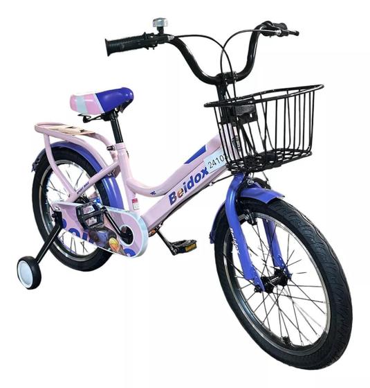 Imagem de Bicicleta Infantil Aro 18 Com Cestinha Rosa Beidox 24103Bk