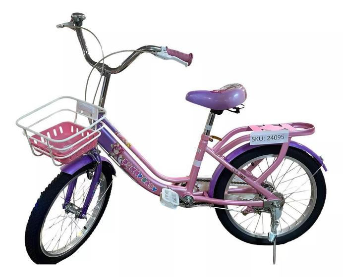 Imagem de Bicicleta Infantil Aro 18 Com Cestinha Rosa Bonny Baby 24095