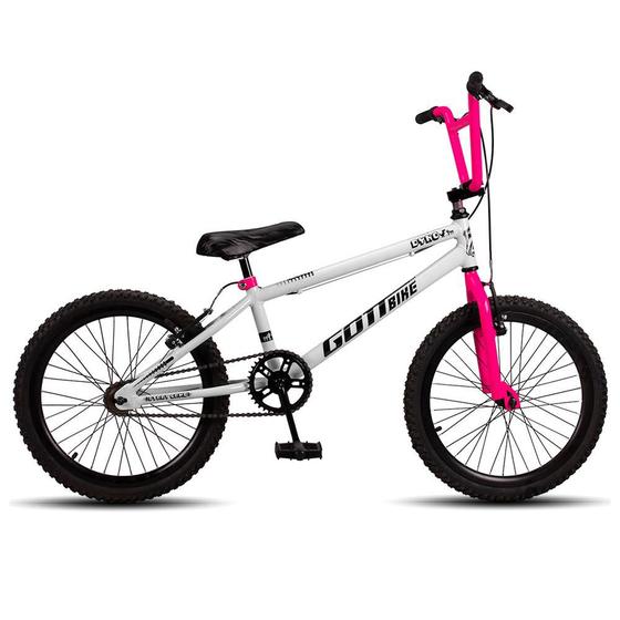 Imagem de Bicicleta Infantil Aro 20 Bmx Freio V-Brake Aro Aereo Branco e Rosa Gottbike