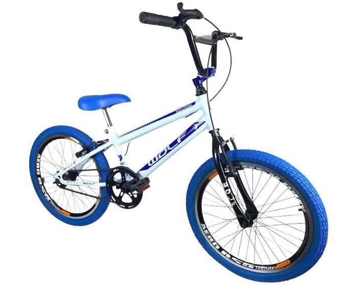 Imagem de Bicicleta Infantil Aro 20 Cross Bmx - Pneu Azul Wolf Bikes