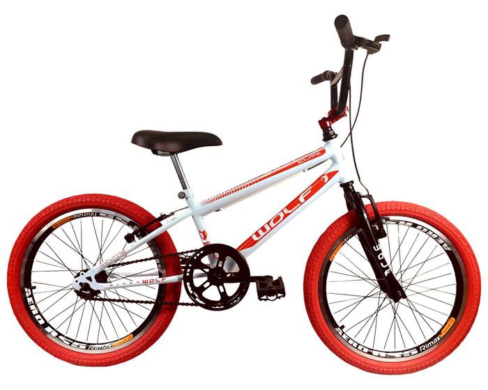 Imagem de Bicicleta infantil aro 20 CROSS BMX PNEU VERMELHO - WOLF BIKE