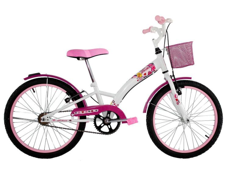 Imagem de Bicicleta Infantil Aro 20 Feminina Fashion com Paralama e Cesta